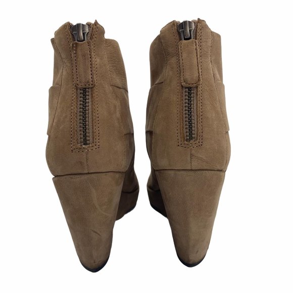 Eileen Fisher Tan Leather Dream Woven Ankle Boot 8 - Picture 6 of 11